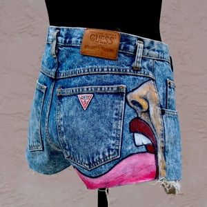 Guess Jean Shorts: Hand-Painted